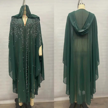 Vintage Thin Hooded Cloak Women Clothing Cape Dress Fashion Ponchos Coats  Jackets With Bling Diamo 11