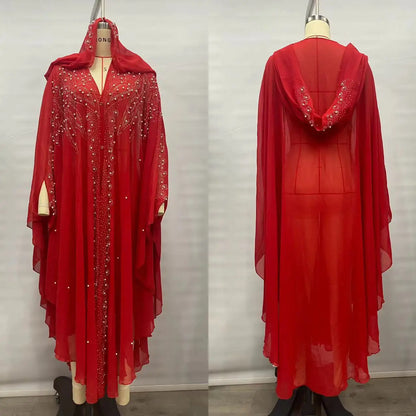 Vintage Thin Hooded Cloak Women Clothing Cape Dress, Fashion Ponchos, Coats & Jackets with Bling Diamond Party Style