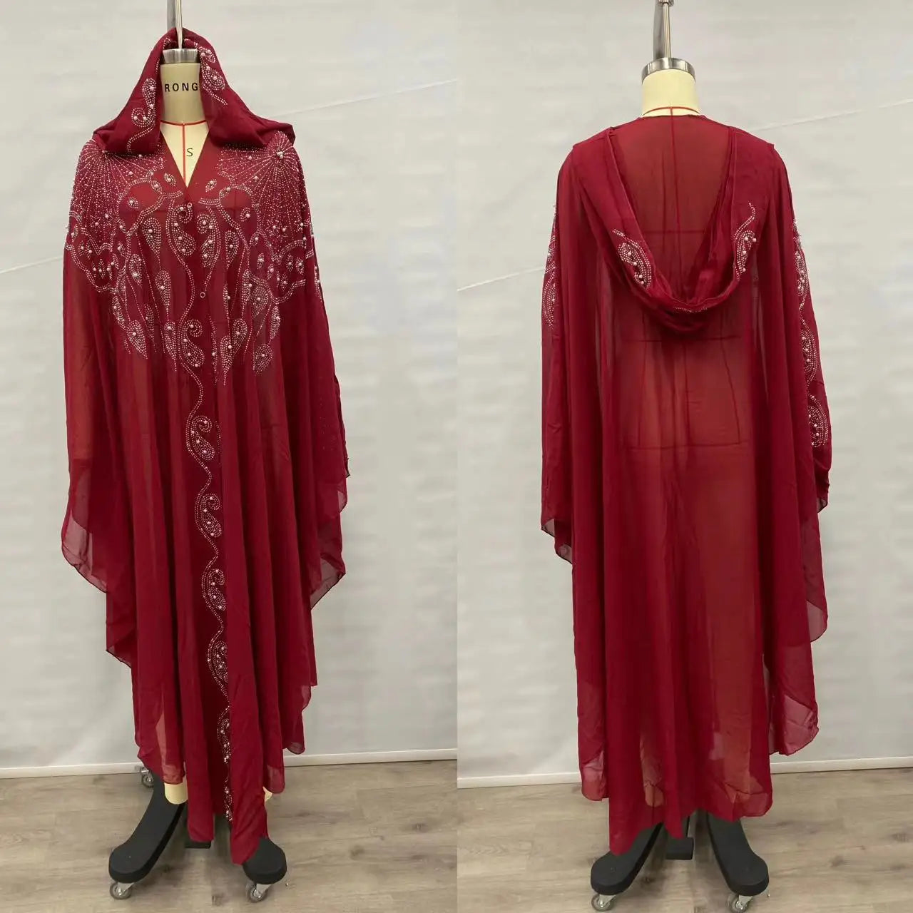 Vintage Thin Hooded Cloak Women Clothing Cape Dress Fashion Ponchos Coats  Jackets With Bling Diamo 16