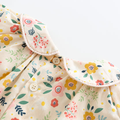 Adorable Floral Girls Shirt Spring Long Sleeve Petal Collar Blouse Clothes Infant Kids Tops Children Jackets Outwear