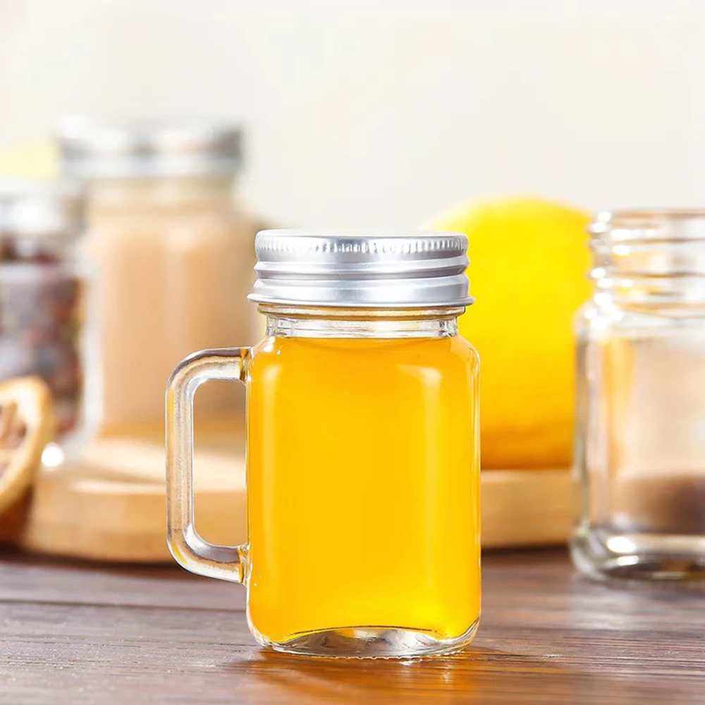 Portable Mini Mason Jar With Lid For Jam Honey Coffee Milk Juice, Leakproof Shot Glass For Home Party Bar Vodka Spirits