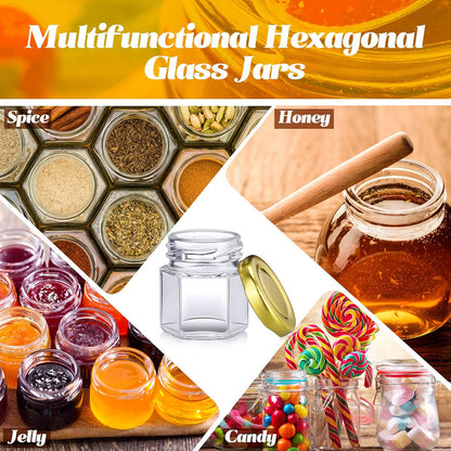 Mini Hexagon Glass Jars Bulk With Lids Small Honey Jars Spice Canning Mason Jars For Wedding Favors 2