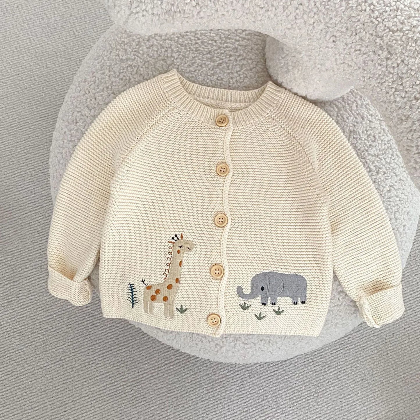 Newborn Kid Autumn Winter Knitwear Outfit Coat Cardigan Sweater Animal Print Baby Boy Girl Clothes Soft Warm