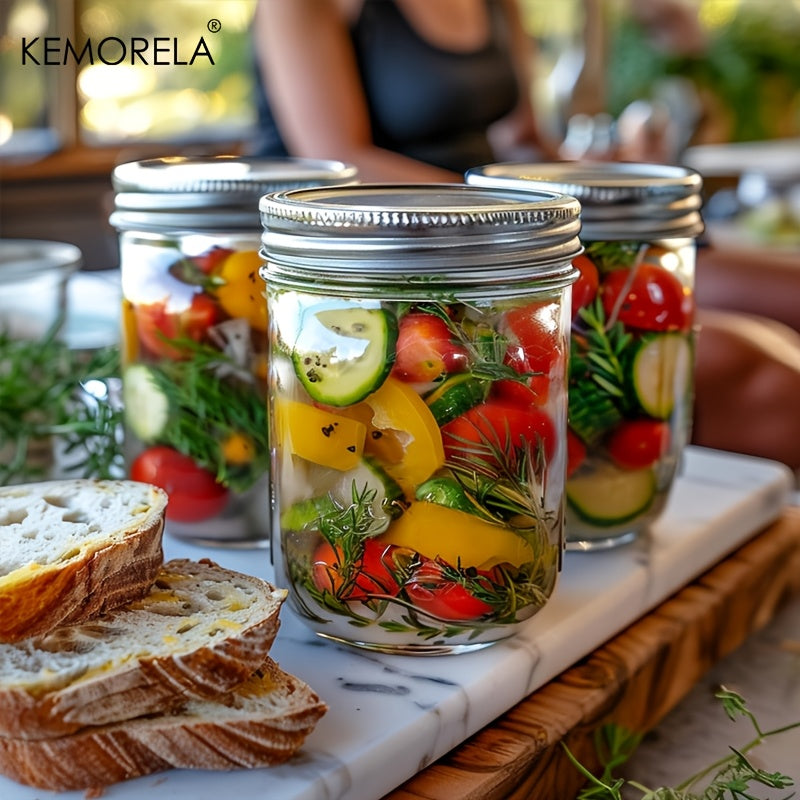 Mason Jars Set with Lids & Seal Bands, Durable Glass Canning Jars for Jam, Jelly, Honey, Coffee, Salad & Kitchen Storage