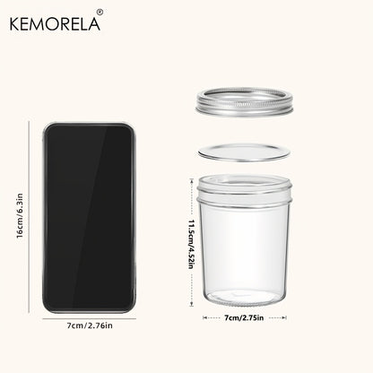 Mason Jars Set with Lids & Seal Bands, Durable Glass Canning Jars for Jam, Jelly, Honey, Coffee, Salad & Kitchen Storage