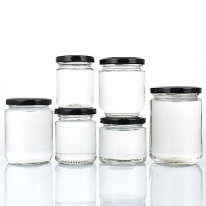 Round Mason Jar With Black Airtight Lids Glass Food Storage Kitchen Containers Canning Jars For Spi