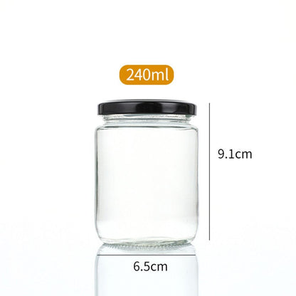 Round Mason Jar With Black Airtight Lids Glass Food Storage Kitchen Containers Canning Jars For Spi