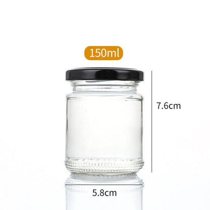 Round Mason Jar With Black Airtight Lids Glass Food Storage Kitchen Containers Canning Jars For Spi