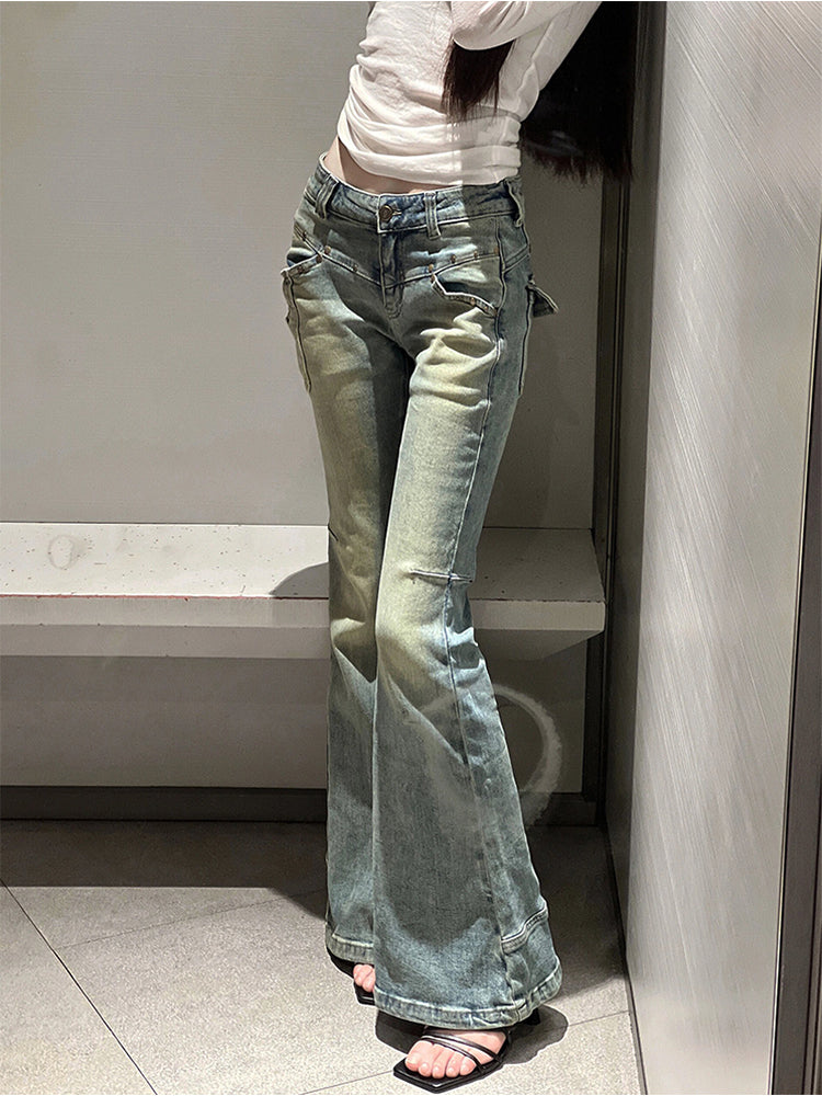 Women Flared Denim Pants Autumn Winter, Y2k Low Rise Skinny Trumpet Pants, Bell Bottom Bootcut Jeans Fashion