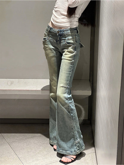 Women Flared Denim Pants Autumn Winter, Y2k Low Rise Skinny Trumpet Pants, Bell Bottom Bootcut Jeans Fashion