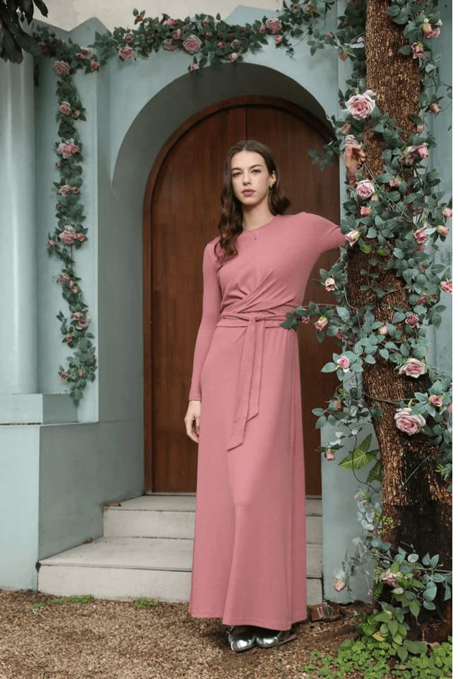 Summer Ribbed Wrap Top And A Line Dress Matching Set 1