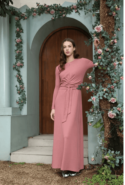 Summer Ribbed Wrap Top And A Line Dress Matching Set 1