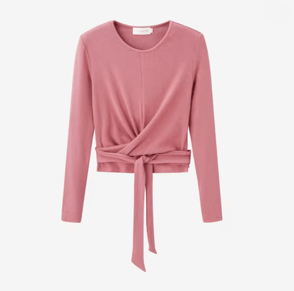 Summer Ribbed Wrap Top And A Line Dress Matching Set 4