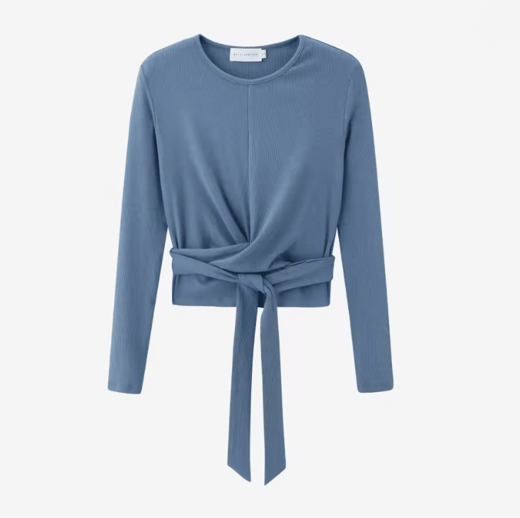 Summer Ribbed Wrap Top And A Line Dress Matching Set 5