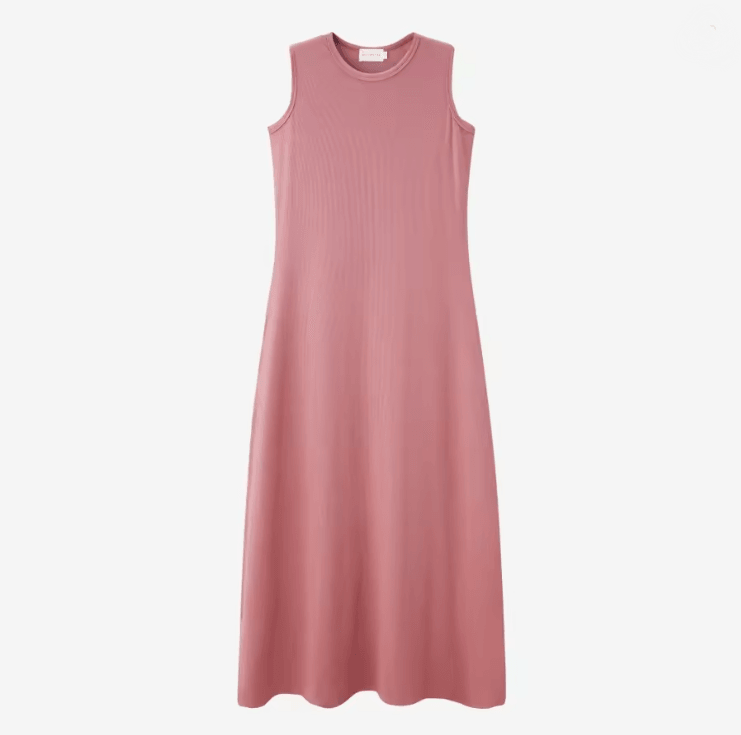 Summer Ribbed Wrap Top And A Line Dress Matching Set 8