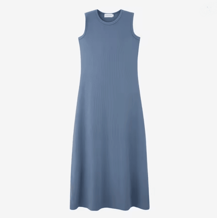 Summer Ribbed Wrap Top And A Line Dress Matching Set 9