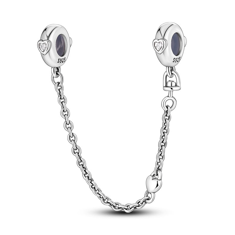 Sterling Silver Safety Chain Beads Aircraft Earth Camera Daisy Silicone Charms for Original Bracelets DIY Jewelry Women