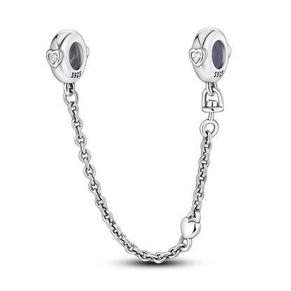 Sterling Silver Safety Chain Beads Aircraft Earth Camera Daisy Silicone Charms for Original Bracelets DIY Jewelry Women