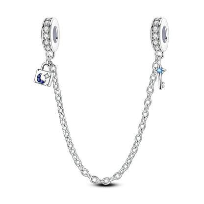 Sterling Silver Safety Chain Beads Aircraft Earth Camera Daisy Silicone Charms for Original Bracelets DIY Jewelry Women