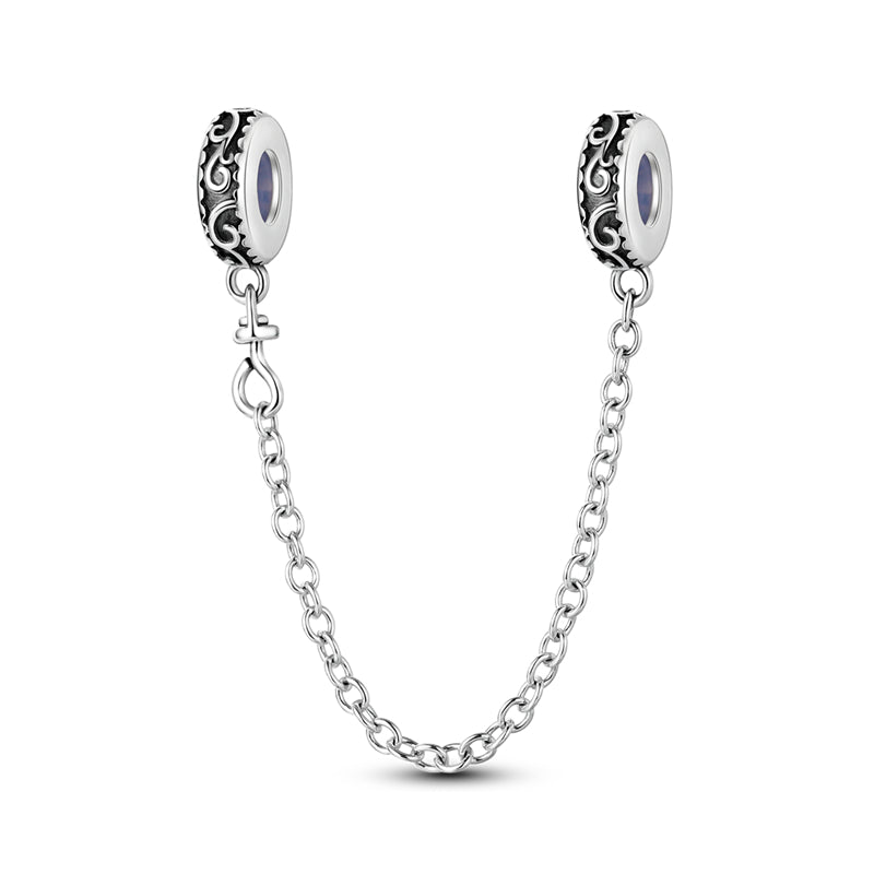 Sterling Silver Safety Chain Beads Aircraft Earth Camera Daisy Silicone Charms for Original Bracelets DIY Jewelry Women