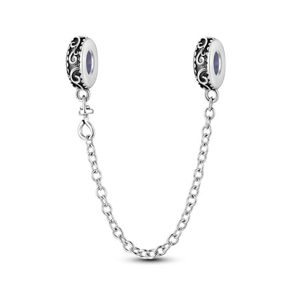 Sterling Silver Safety Chain Beads Aircraft Earth Camera Daisy Silicone Charms for Original Bracelets DIY Jewelry Women