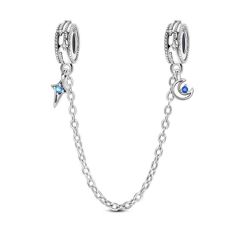 Sterling Silver Safety Chain Beads Aircraft Earth Camera Daisy Silicone Charms for Original Bracelets DIY Jewelry Women
