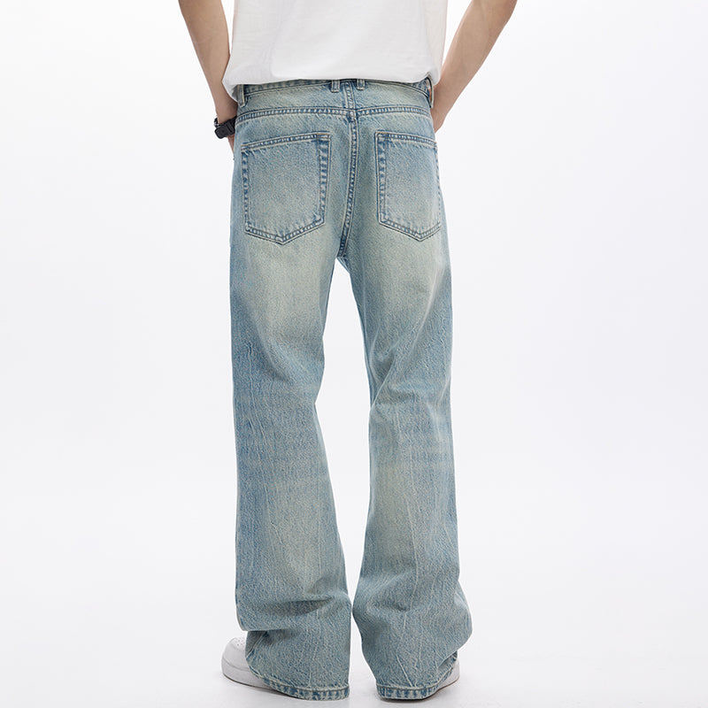 Light Blue Streetwear Loose Fit Bootcut Jeans Spring Jeans For Men Flared Pants Mens Trousers Quali 2