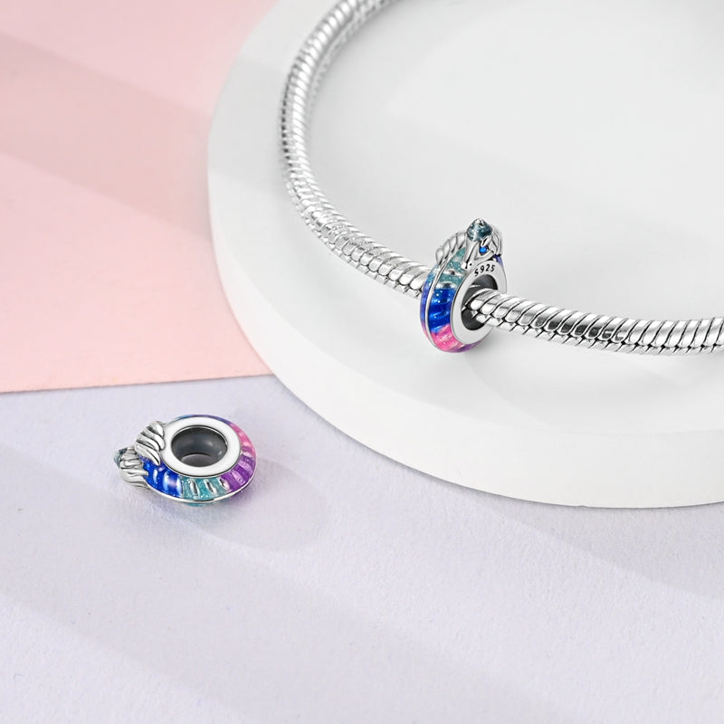 Sterling Silver Rainbow Zircon Butterfly Dragon Beads, Colorful Silicone Stopper Charms Fit DIY Bracelets Jewelry
