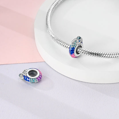 Sterling Silver Rainbow Zircon Butterfly Dragon Beads, Colorful Silicone Stopper Charms Fit DIY Bracelets Jewelry