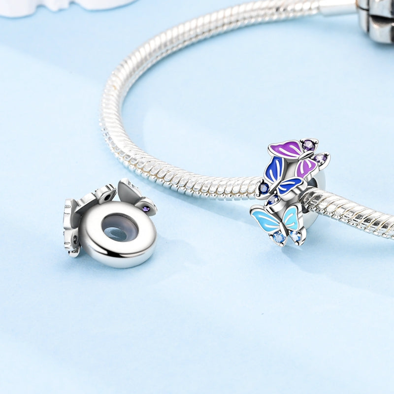 Sterling Silver Rainbow Zircon Butterfly Dragon Beads Colorful Silicone Stopper Charms Fit DIY Brac 1