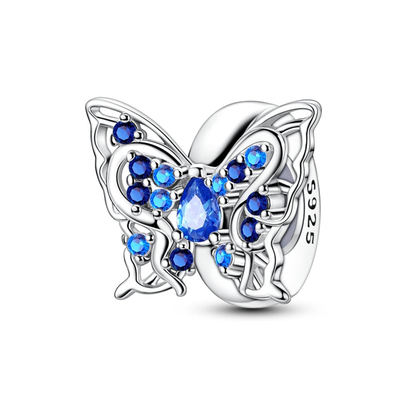 Sterling Silver Rainbow Zircon Butterfly Dragon Beads, Colorful Silicone Stopper Charms Fit DIY Bracelets Jewelry