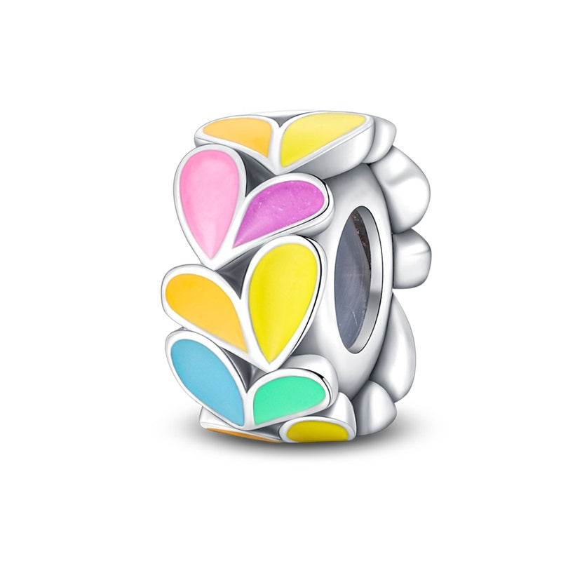 Sterling Silver Rainbow Zircon Butterfly Dragon Beads, Colorful Silicone Stopper Charms Fit DIY Bracelets Jewelry