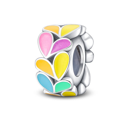 Sterling Silver Rainbow Zircon Butterfly Dragon Beads, Colorful Silicone Stopper Charms Fit DIY Bracelets Jewelry