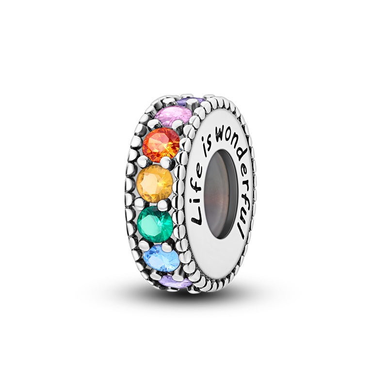 Sterling Silver Rainbow Zircon Butterfly Dragon Beads, Colorful Silicone Stopper Charms Fit DIY Bracelets Jewelry