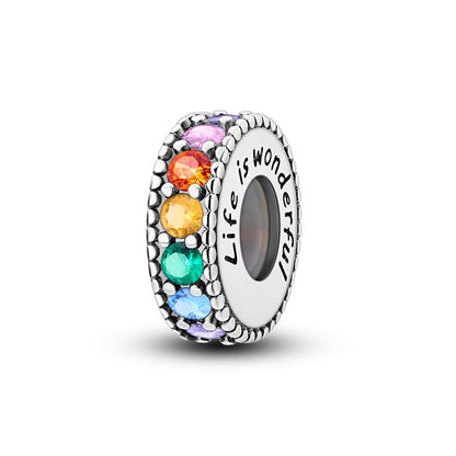 Sterling Silver Rainbow Zircon Butterfly Dragon Beads, Colorful Silicone Stopper Charms Fit DIY Bracelets Jewelry