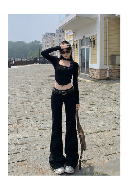 High Quality Korean Low Rise Bell Bottom Jeans Winter Women Simple Flared Pants Y2K Cowboy Skinny D 5
