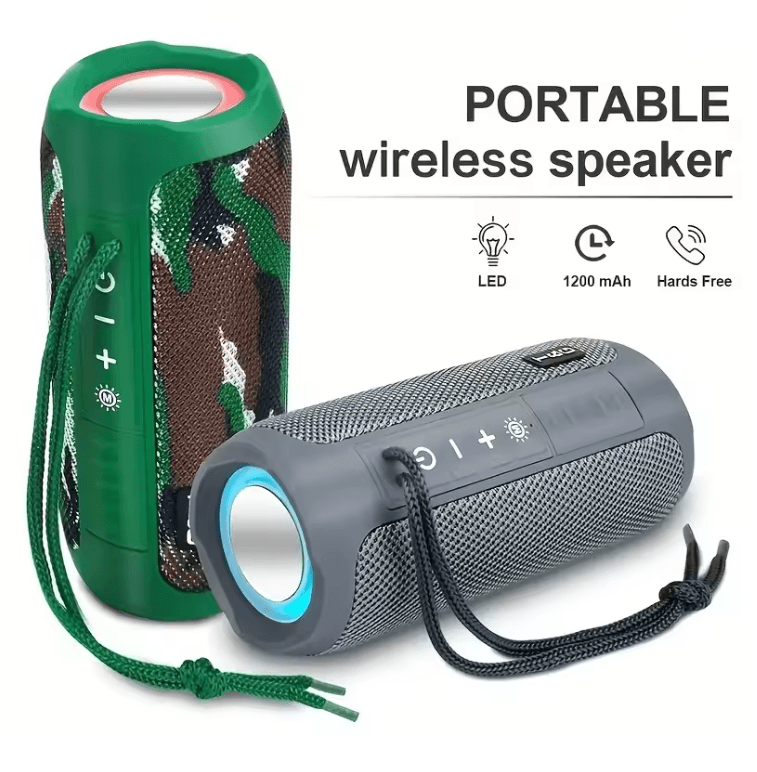 Portable Wireless Bluetooth Speaker with LED Light and FM Radio