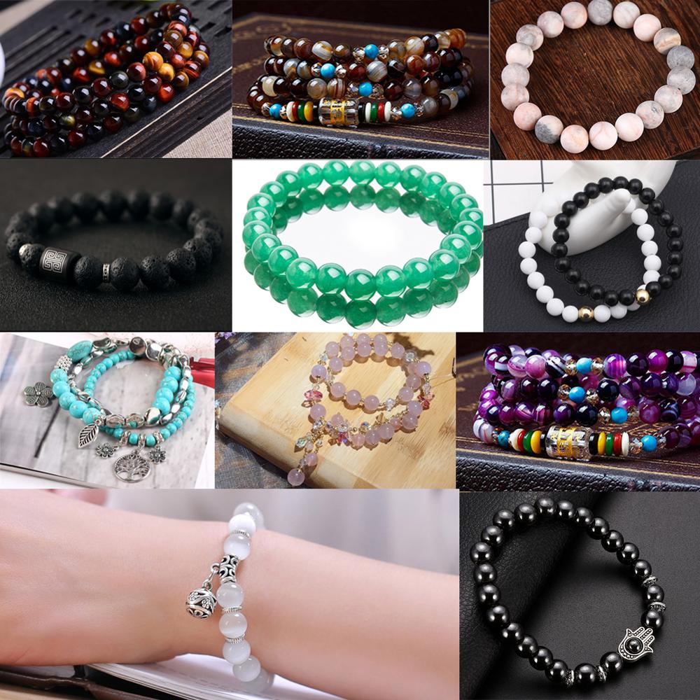 Natural Round Tiger Eye Amazonite Lava Turquoises Agates Jaspers Garnet Spacer Loose Stone Beads Fo 1