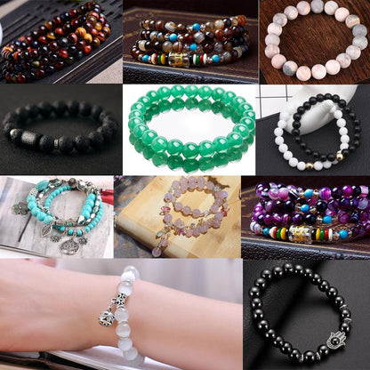 Natural Round Tiger Eye Amazonite Lava Turquoises Agates Jaspers Garnet Spacer Loose Stone Beads Fo 1