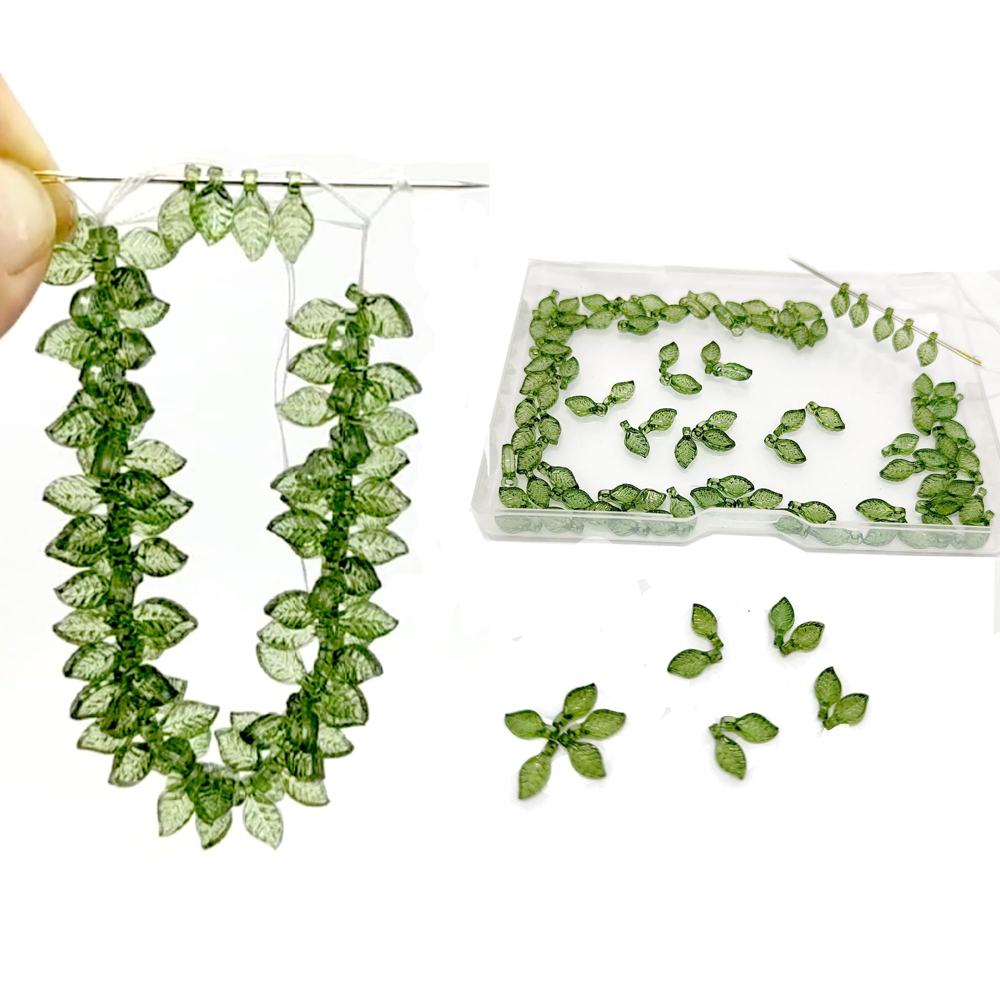 NatureInspired Green Leaf Charms Acrylic Transparent Beads For DIY Jewelry Crafting Pendants Bracel 1