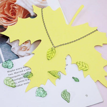 NatureInspired Green Leaf Charms Acrylic Transparent Beads For DIY Jewelry Crafting Pendants Bracel 2