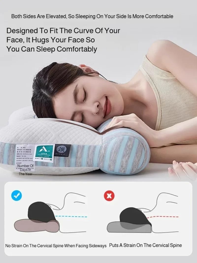 Feather Velvet Whole Head Neck Pillow Elastic Partition Support 3