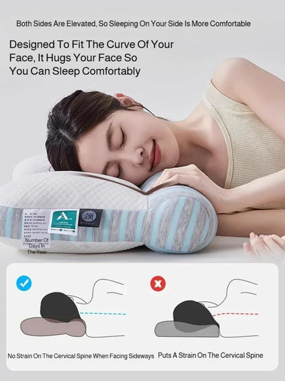 Feather Velvet Whole Head Neck Pillow Elastic Partition Support 3