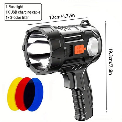 Rechargeable Spotlight 900000 Lumens LED Handheld Flashlight With Solar Charging 7