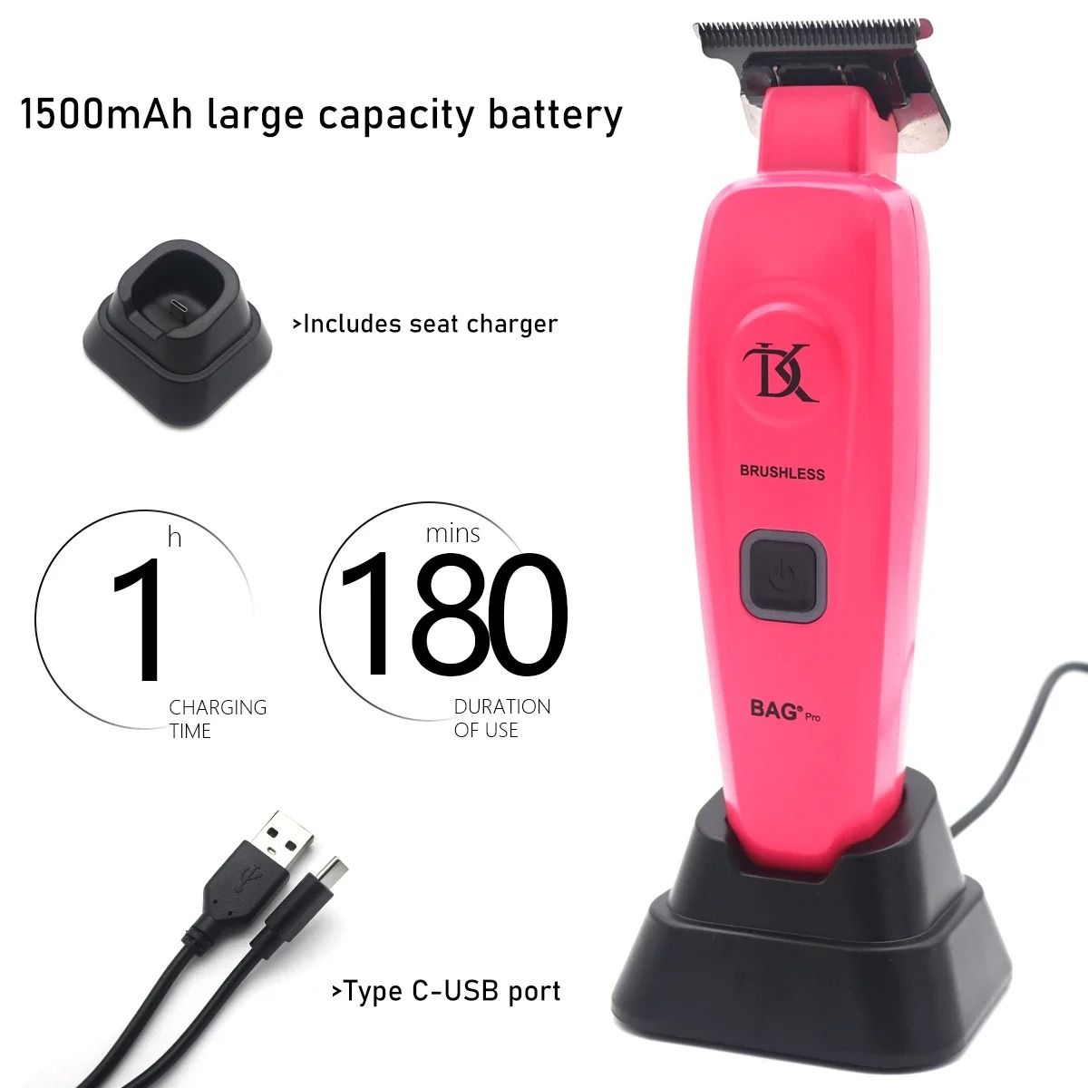 Professional Full Metal Hair Clipper With Ceramic Blade And Charging Base 3
