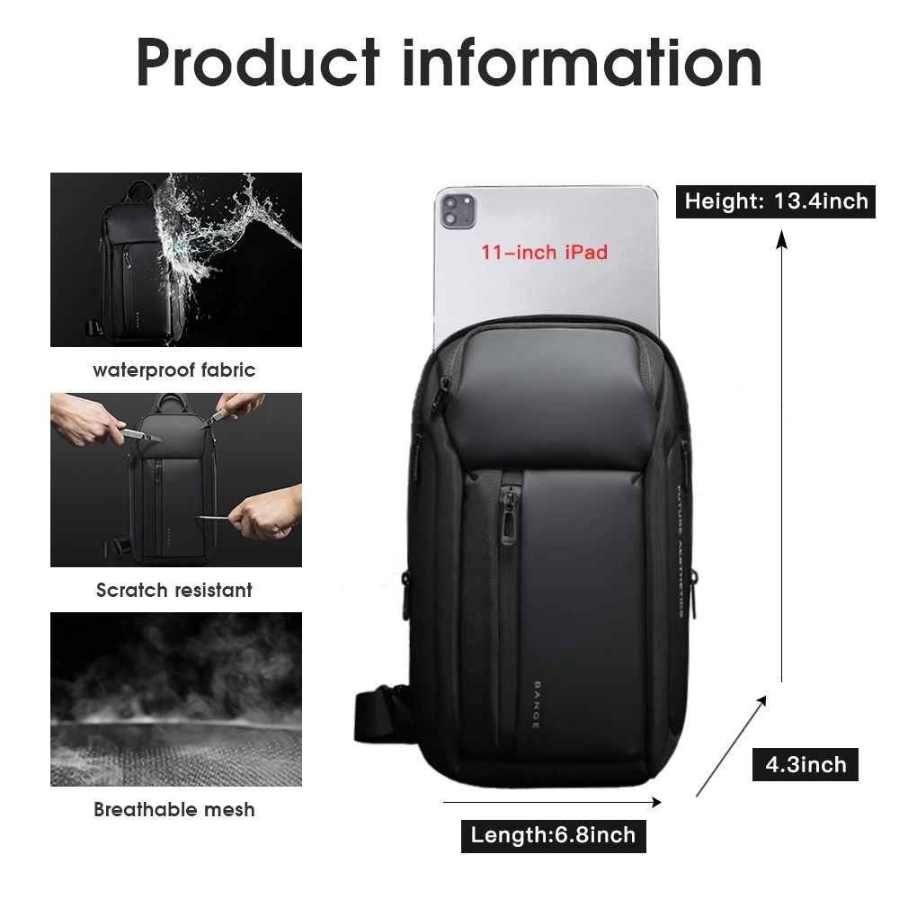 Mens Waterproof Oxford Crossbody Chest Bag With Large Capacity 1