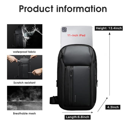 Mens Waterproof Oxford Crossbody Chest Bag With Large Capacity 1