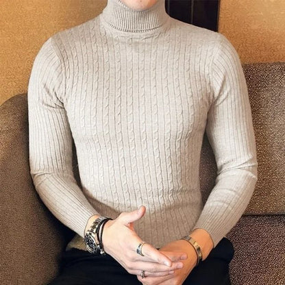 Winter High Neck Thick Warm Sweater Men Slim Fit Pullover Knitwear 11
