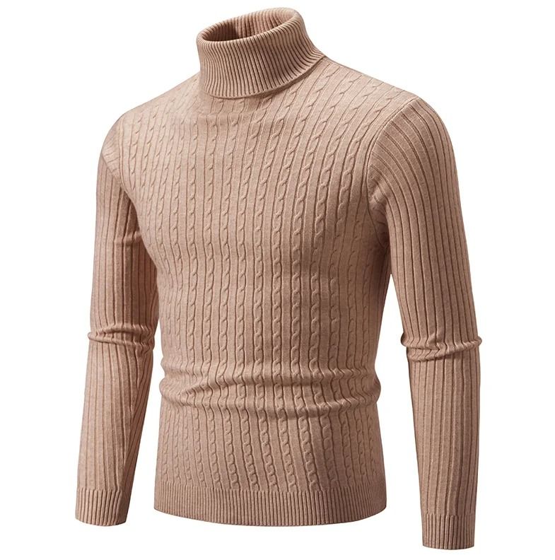 Winter High Neck Thick Warm Sweater Men Slim Fit Pullover Knitwear 15