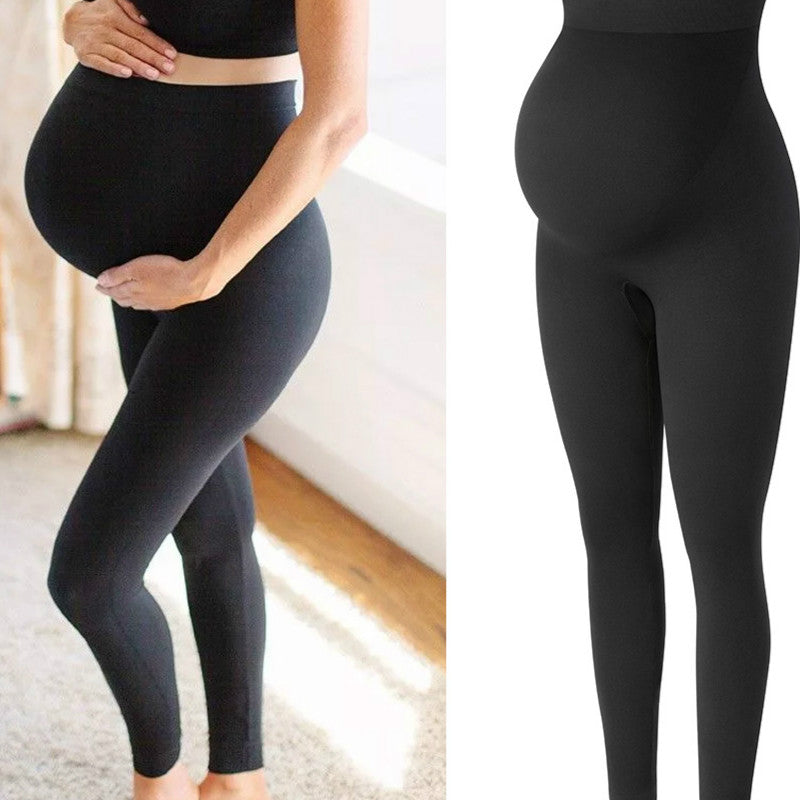 High Waist Pregnancy Leggings Belly Support Skinny Maternity Clothes Knitted Body Shaper Trousers for Expectant Moms